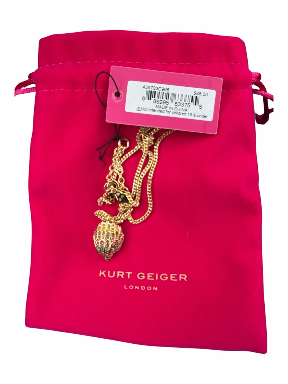 NWT Kurt Geiger London Rainbow Eagle Head Pendant Necklace